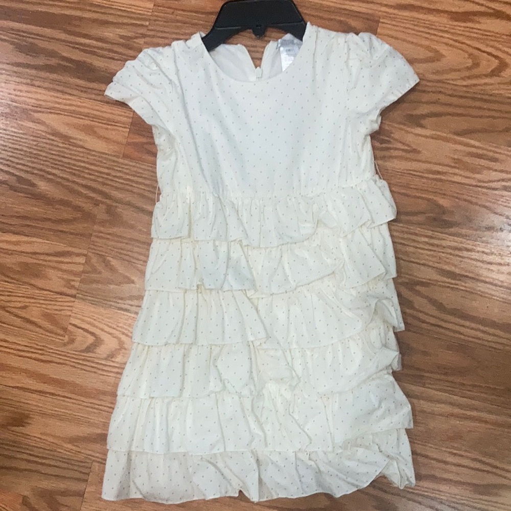 Baby cottons girl’s dress off white/ gray dots 6